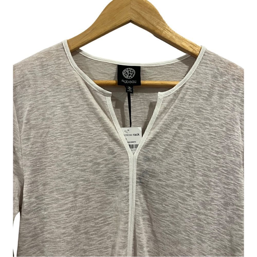 Bobeau Long Sleeve burnout V neck casual Blouse Size M NW - Picture 3 of 7